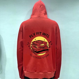 Sweat-shirt à capuche rouge Going Global unisexe en coton molletonné, pull décontracté avec poche avant et imprimé lettres - Product Image 5