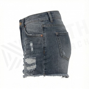 กางเกงยีนส์ขาสั้นผู้หญิงแบบเซ็กซี่ ขาดๆ เซอร์ๆ สีสันปรับแต่งได้ กระโปรงยีนส์ผ้าฝ้ายมีกระเป๋า สไตล์ลำลองสำหรับฤดูร้อน เหมาะสำหรับใส่เดินเล่นในเมือง - Product Image 3