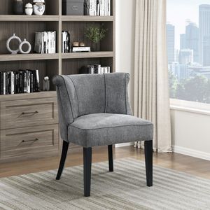 Chaise d'appoint moderne pour salon, 1 pièce, finition expresso, pieds en tissu anthracite, dossier incurvé, rembourrage en mousse - Product Image 1