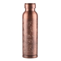 Juego de botellas de agua de cobre puro 100% de Calidad única, a prueba de fugas sin juntas para deportes de oficina, beneficios de salud impresos para bebidas