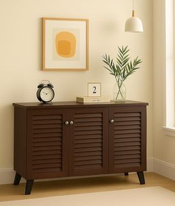 <b>Shoe</b> Rack Wooden - 3-Door Engineered Wooden <b>Shoe</b> Cabinet, 6-Tier <b>Shoe</b> <b>Storage</b> Cabinet with Doors Adjustable Shelves, Wooden - Product Image 5