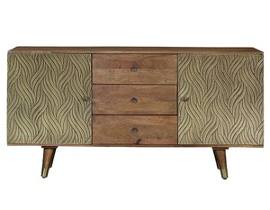 Buffet de rangement en bois de manguier massif au design moderne et traditionnel, armoires latérales pour chambre à coucher, armoires latérales personnalisées pour salon - Product Image 1
