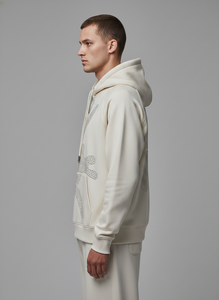 Sudadera con capucha personalizada con pedrería y lavado ácido para hombre, corte holgado y extragrande, 500 g/m² de felpa francesa de alto gramaje, estilo urbano, con cremallera completa, OEM - Product Image 4