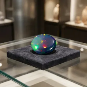 Ópalo Etíope Ahumado Negro Teñido AAA+ de 12x10mm, Cabujón Ovalado, Gema Suelta para la Elaboración de Joyería Elegante - Product Image 3