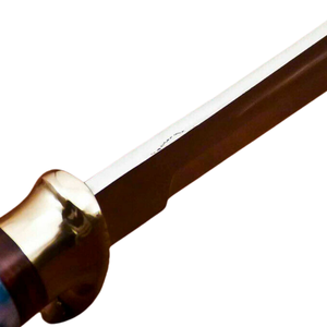 Cuchillo Bowie Hecho a Mano con Hoja de Acero Pulido Plateado, Mango Azul y Blanco, Guardacuchillo Dorado, Cuchillos de Caza Personalizados de Hoja Fija para Exteriores - Product Image 4