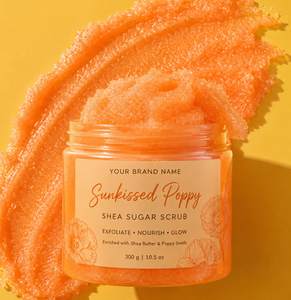 OEM Private Label Sunkissed Poppy Shea Sugar <b>Scrub</b> with Natural Shea Butter Floral <b>Body</b> Exfoliator Nourishing Skin Brightening - Product Image 2