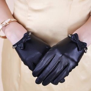 ถุงมือหนังแฟชั่นผู้หญิงลายผีเสื้อ ถุงมือขับรถแบบสัมผัสหน้าจอ ถุงมือหนังแพะ - Product Image 5