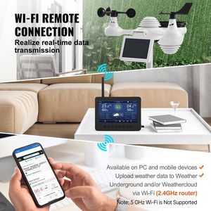 Stazione Meteo Wireless 7-in-1 con Display a Colori TFT da 7 Pollici, Alimentata a Energia Solare, Sensore Esterno per Monitoraggio Interno/Esterno - Product Image 6