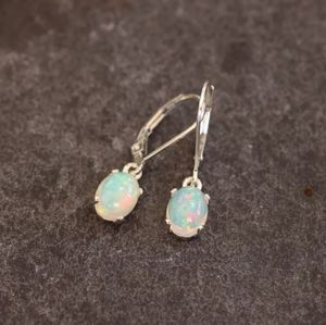 925 Sterling Silver Gold Ethiopian Welo Opal Oval Cut Lever <b>Back</b> Drop <b>Earrings</b> Natural Dainty Elegant Wedding Party Jewelry Gift - Product Image 1
