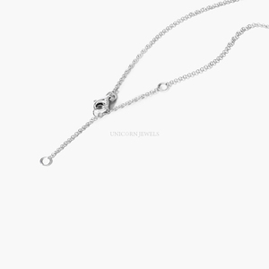 Collar de Corazón Doble Capa con Pavé en Oro Blanco, Colgante de Corazón de Diamantes Alargado de Dos Hilos, Joyería Romántica en Capas - Product Image 3