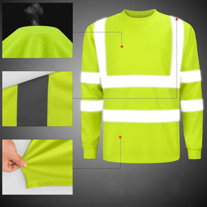 Camisetas de Trabajo de Manga Larga al por Mayor, de Secado Rápido, Alta Visibilidad, Reflectantes, para Construcción, con Cuello Redondo - Product Image 4