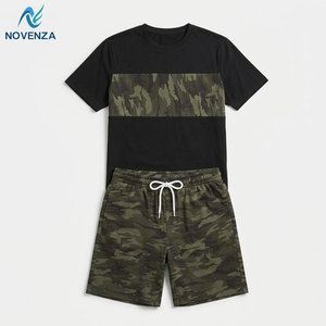 Tenue d'été décontractée pour hommes, ensemble t-shirt et short, tissu doux, coupe confortable, adapté aux aventures en plein air, vêtements de maison - Product Image 2