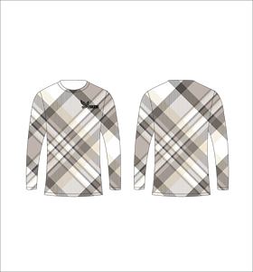 Camiseta Deportiva Ligera de Manga Larga Sublimada Personalizada con Patrón a Cuadros Grises y Blancos, Fabricante al por Mayor - Product Image 1