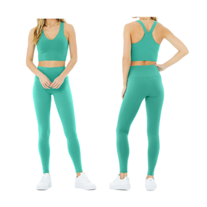 Conjunto de Yoga de 2 Piezas con Estampado Sólido para Mujer, Bra Deportivo con Cintura Elástica y Ropa Deportiva Transpirable - Product Image 6