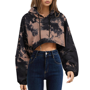 Sudadera con Capucha Corta Personalizada para Mujer, Sudadera Holgada de Forro Polar, Ropa Deportiva Informal, Estilo Urbano, Tie Dye, Impermeable, Ecológica, OEM, ODM - Product Image 1