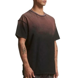 T-shirt Vintage Homme Lavé à l'Acide en Détresse 100% Coton Lourd 260 Grammes Col Côtelé Logo Surdimensionné Style Streetwear - Product Image 4