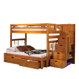 Litera moderna de madera maciza de primera calidad con almacenamiento y cajones, cama doble para niños, muebles de dormitorio - Product Image 1