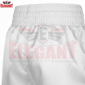 Shorts de boxe blancs de qualité supérieure en polyester respirant avec empiècements latéraux en mesh pour l'entraînement de boxe en automne – Vente en gros - Product Image 4