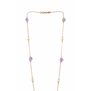 Fashion Revalia VMG9 18K Rose Gold Lavender Floral <b>Statement</b> <b>Necklace</b> Women Purple Crystal Flower Pearl Accents Link Chain - Product Image 2