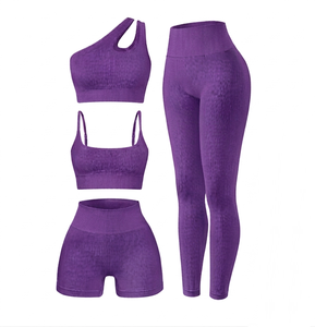 Ensemble de soutien-gorge de yoga pour femmes, tenue de sport sans couture, soutien-gorge de sport et leggings taille haute, tenue d'entraînement sans couture - Product Image 3