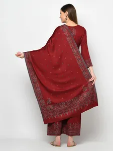 Safaa High-Quality Viscose Weaving Winter Clothing Indian Salwar Kameez Ladies Woolen Suit Set Wholesale - Product Image 3