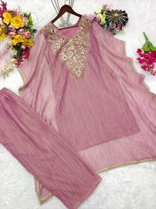 Kaftan en soie Salsa Crush de créateur avec sequins de 5 mm et dentelle, et pantalon assorti – Fournisseur et exportateur mondial - Product Image 4