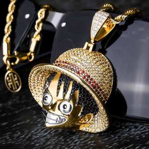 Pendentif Singe D. Luffy en Or Plaqué Moissanite Style Hip Hop Unisexe Collier Charme pour Usage Quotidien - Product Image 4