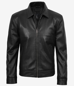 Veste en cuir PU pour homme, col rabattu, fermeture éclair, coupe classique, couleur unie, style bohème/western, imperméable, pour l'automne - Product Image 1