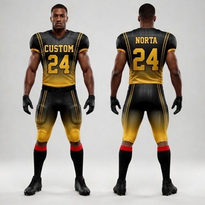 Uniforme de football américain en polyester et spandex avec sublimation intégrale, tissu extensible dans quatre directions et performance d'évacuation de l'humidité - Product Image 1