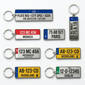 Europe Souvenir Number <b>Plate</b> Keychain | UV Print Custom City Zinc | Country Flag Metal Tag Wholesale | Tourist Gift Shop Low MOQ - Product Image 1