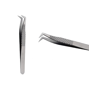 Pinzas de extensión de pestañas de acero inoxidable y plata personalizables al por mayor punta puntiaguda de alta calidad con logotipo privado - Product Image 2