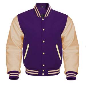 Chaqueta Varsity de Béisbol para Hombre de Alta Calidad, Fabricada por OEM, con Bordado Personalizado, Mangas de Cuero, Chaqueta Cortavientos - Product Image 3