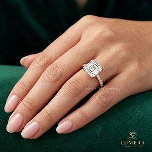 Hot Selling Solid Gold Asscher Shape Lab Grown Diamond Women Engagement Wedding Ring fashion jewelry rings - Product Image 6
