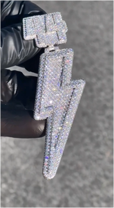 Colgante de Rayo de Moissanita VVS de Plata de Ley 925 Bañado en Oro de 18k, Estilo Hip Hop Iced, Personalizado para Raperos, Regalo de Moda para Fiestas - Product Image 3