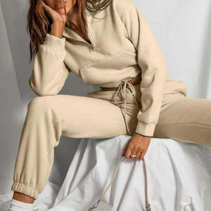 Ensemble de survêtement court pour femme de haute qualité, idéal pour la gym, les tenues décontractées et le streetwear, élégant ensemble 2 pièces pour femmes, en coton, pour le fitness - Product Image 4