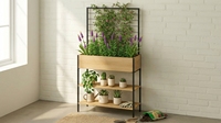 Nouveau design très vendu : Jardinière moderne à 3 niveaux en acier pour la maison et l'extérieur, balcon, véranda, jardin, pelouse, mobilier de jardin BeNK PM29