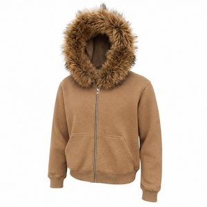 Sudadera con Capucha para Hombre, Color Borgoña, 100% Algodón, Tejido de Punto, con Ribete de Piel, Diseño de Bolsillo con Estampado Personalizado - Product Image 4