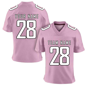 Jersey de Fútbol Americano Personalizado Blanco y Rosa, con Nombre y Número del Equipo, Cuello en V, Corto, Antibacterial, Transpirable, Deportivo - Product Image 1
