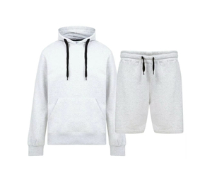 Ensemble de survêtement unisexe Infield Gear en coton blanc léger à motif géométrique 2 en 1, sweat-shirt à capuche et pantalon long - Product Image 1
