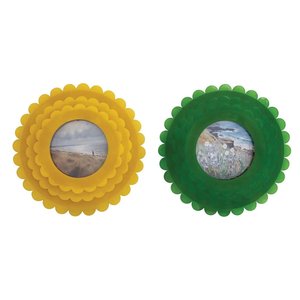 Ensemble de cadres photo ronds en résine à bords festonnés de style nordique, jaune vert, pétales de fleurs, cadre photo circulaire, décoration murale ou de table - Product Image 5