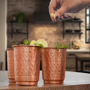 100% Pure <b>Copper</b> Handcrafted Hammered Tumblers BPA Free Eco-Friendly Leak Proof Reine International Christmas New Year Gifts - Product Image 1