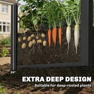 Black 2.6 X 1 X 2 ft Raised Garden Bed Galvanized <b>Planter</b> Box with Gloves for Outdoor Gardening for <b>Vegetables</b> Flowers Herbs - Product Image 4