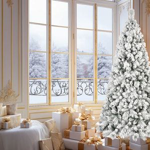 Albero di Natale Innevato da 180 cm con 350 Luci LED Bianco Caldo, 752 Punte in PVC Effetto Neve, Design a Cerniera per Facile Montaggio - Product Image 2