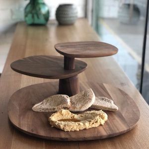 Handcrafted Acacia Mango Wood 3-Piece Cake Stand Set Eco-Friendly Food Safe Dessert Display Serving Tray Rustic Modern Smooth - Product Image 1