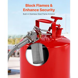 Bidon à essence de sécurité en acier inoxydable de 5 gallons, type II, couvercle auto-fermant, bec flexible en acier au carbone, poignée ergonomique, modèle à flamme - Product Image 6