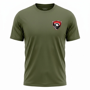 Camiseta Dumela Personalizada para Hombre, Verde Oliva, Manga Corta, Cuello Redondo, Casual, Estampado por Transferencia Térmica, Corte Ajustado, Secado Rápido, Transpirable - Product Image 1