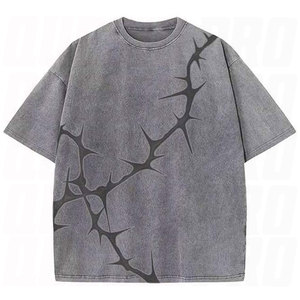 Cotton Acid Washed Oversized T-Shirt <b>For</b> Men Vintage Streetwear <b>Hip</b> Hop Style Blank Bulk Acid Washed Oversized Crewneck - Product Image 1