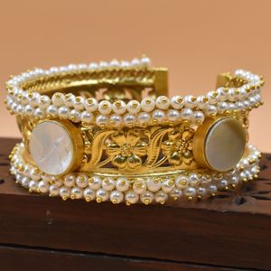 latest trending <b>indian</b> fashionable handmade designer goldplated brass Traditional look openable <b>bangle</b> for girls and wome - Product Image 3