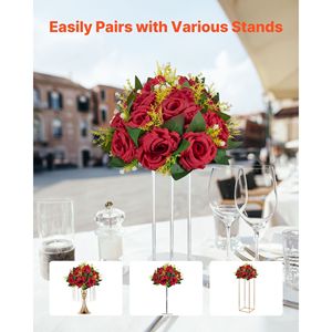 10 pezzi rose rosse da 9.5 pollici fiori artificiali matrimonio baci palle disposizione Bouquet decorazioni da tavola per feste finte floreali - Product Image 4