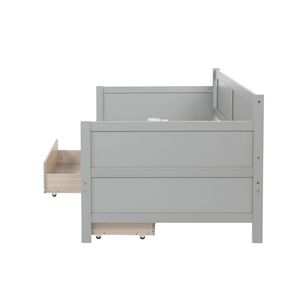 Divano letto in legno di pino con 2 cassetti grigi contenitore OLD SKU W50426286 - Product Image 4